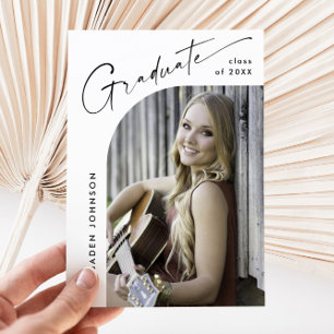 Modern Minimalist Grad PHOTO Graduation Party Invitation