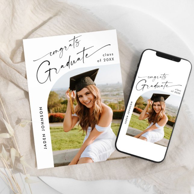 Modern Minimalist Grad PHOTO Graduation Party Invitation (Creator Uploaded)