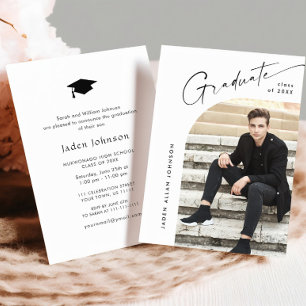 Modern Minimalist Grad PHOTO Graduation Party Invitation