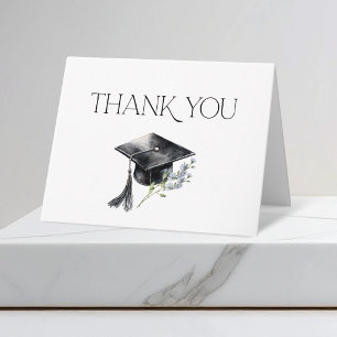 Modern Minimalist Graduate Cap Graduation Thank You Card