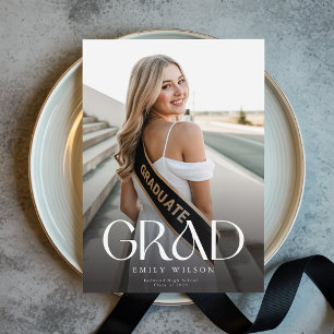 Modern Minimalist Graduate Photo Graduation Announcement
