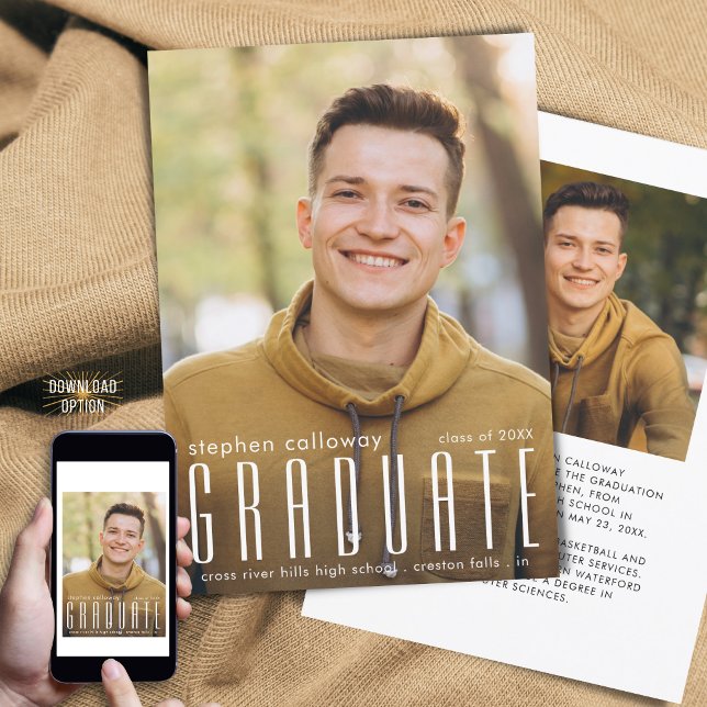 Modern Minimalist GRADUATE Typography 2 Photos Announcement (Creator Uploaded)