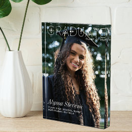 Modern Minimalist Graduate White Overlay Custom Photo Block