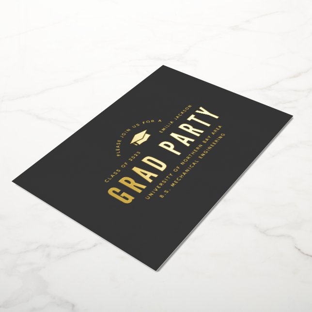 Modern Minimalist Graduation 2023 Black Gold Party (Rotated)