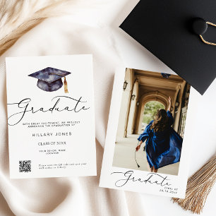Modern Minimalist Graduation Calligraphy Announcement