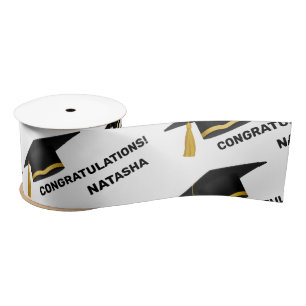 Modern Minimalist graduation celebration Satin Ribbon