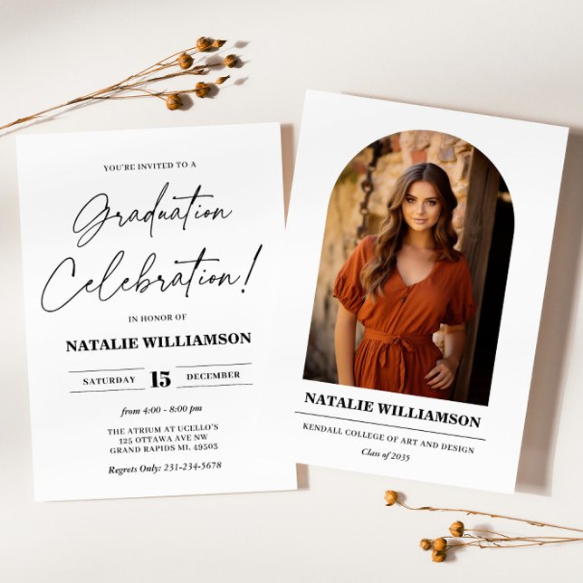Modern Minimalist Graduation Invitation with Photo (Modern Minimalist Graduation Invitation with Photo
)