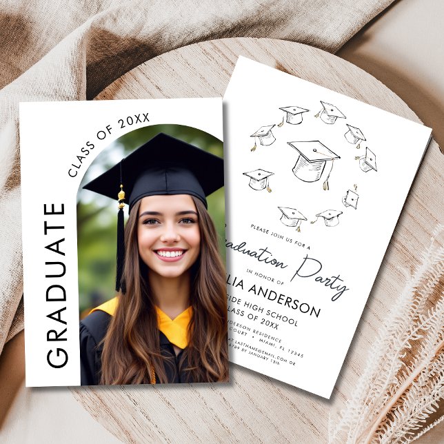 Modern Minimalist Graduation Party Arch Photo Invitation (Creator Uploaded)