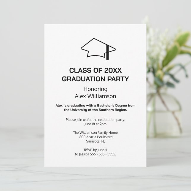 Modern Minimalist Graduation Party Invitation (Standing Front)