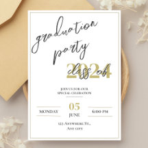 Modern minimalist graduation party invitation