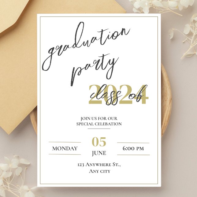 Modern minimalist graduation party invitation (Creator Uploaded)