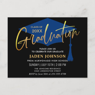 Modern Minimalist Graduation Party Invitation Postcard