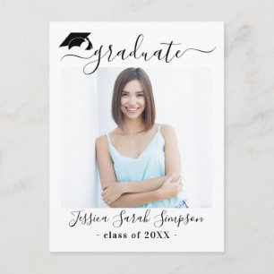 Modern Minimalist Graduation Party PHOTO Announcem Announcement Postcard