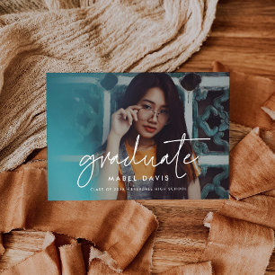 Modern minimalist graduation photo announcement