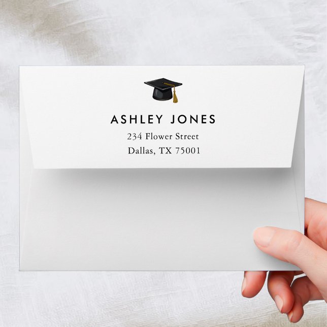 Modern Minimalist Graduation Return Address Envelope (Creator Uploaded)