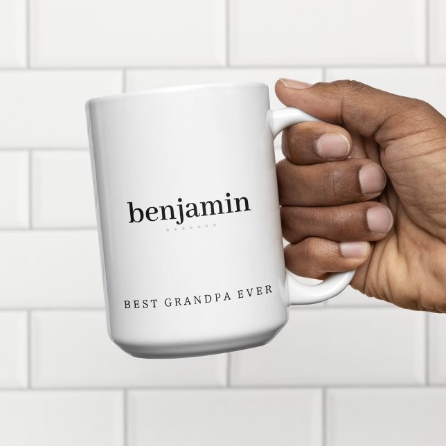 Modern Minimalist Grandpa Ever Personalised Two- Two-Tone Coffee Mug (Creator Uploaded)