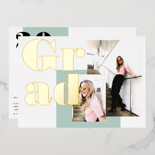 Modern minimalist green 2 photos graduation