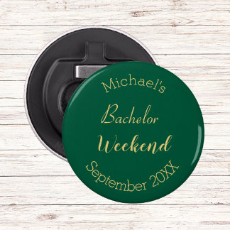 Modern Minimalist Green and Gold Bachelor Party Bottle Opener