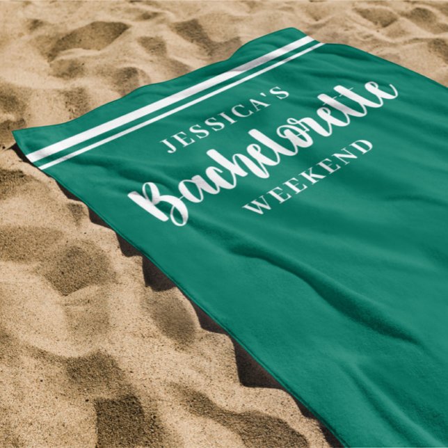 Modern Minimalist Green Bachelorette Weekend Beach Towel (Creator Uploaded)