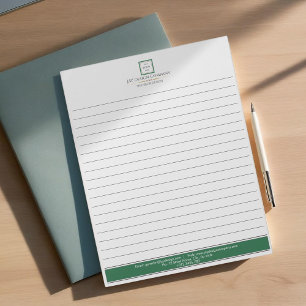 Modern Minimalist Green Border Logo Business Notepad