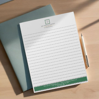 Modern Minimalist Green Border Logo Business Notepad