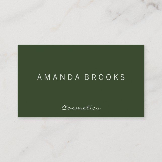Modern Minimalist Green Business Card (Front)