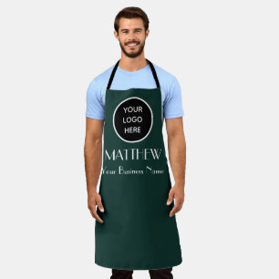 Modern Minimalist Green Custom logo Modern  Apron