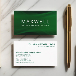 Modern Minimalist Green Dentist Business Card