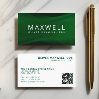 Modern Minimalist Green Dentist QR code Logo Business Card