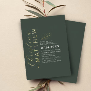 Modern Minimalist Green Forest Wedding Gold