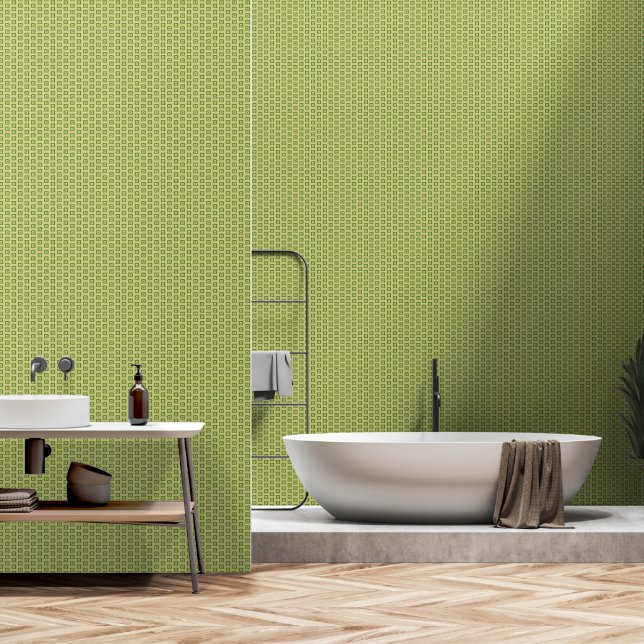 Modern minimalist green fusion botanical  wallpaper (Bathroom)