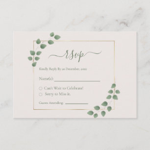 Modern Minimalist Green Geometric Wedding RSVP  Enclosure Card