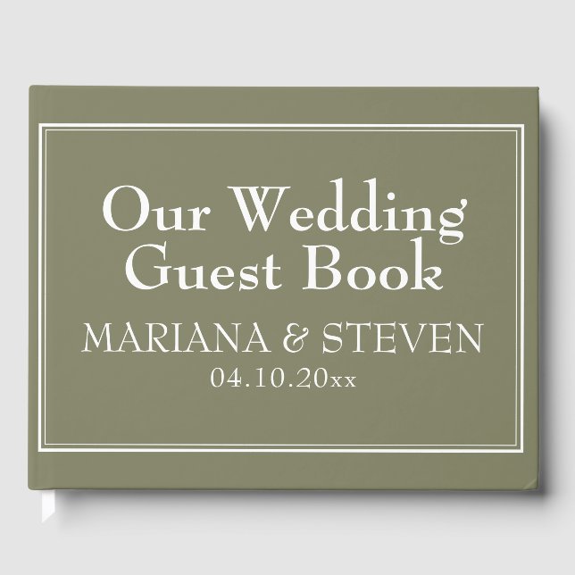 Modern Minimalist Green Guest Book (Front)