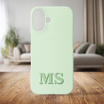 Modern Minimalist Green Initial Monogram iPhone 16 Case<br><div class="desc">Create your own personalised iPhone Case with custom initial name in modern minimalist typography. Available in a variety of colours and styles.</div>