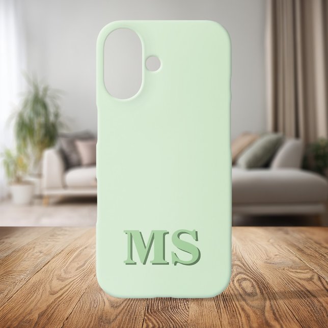 Modern Minimalist Green Initial Monogram Case-Mate iPhone Case (Creator Uploaded)