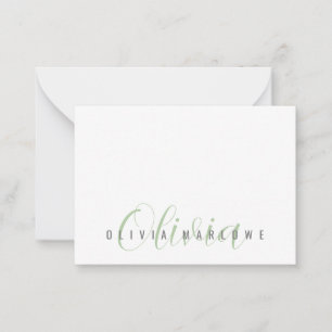 Modern Minimalist Green Monogram Card