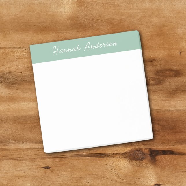 Modern Minimalist Green Monogram Full Name Post-it Notes (Creator Uploaded)