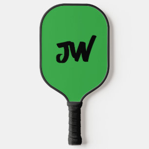 MODERN MINIMALIST GREEN MONOGRAM  PICKLEBALL PADDLE