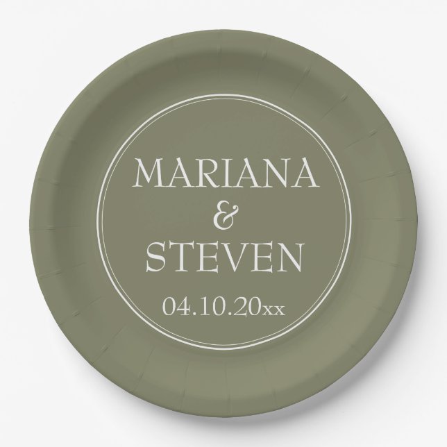 Modern Minimalist Green Paper Plate (Front)