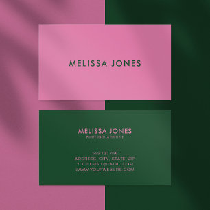 Modern Minimalist Green Pink Professional Business Card