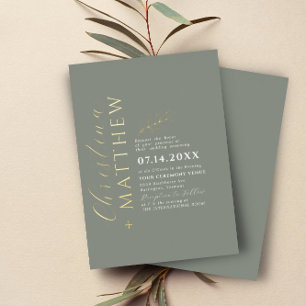 Modern Minimalist Green Sage Wedding Gold