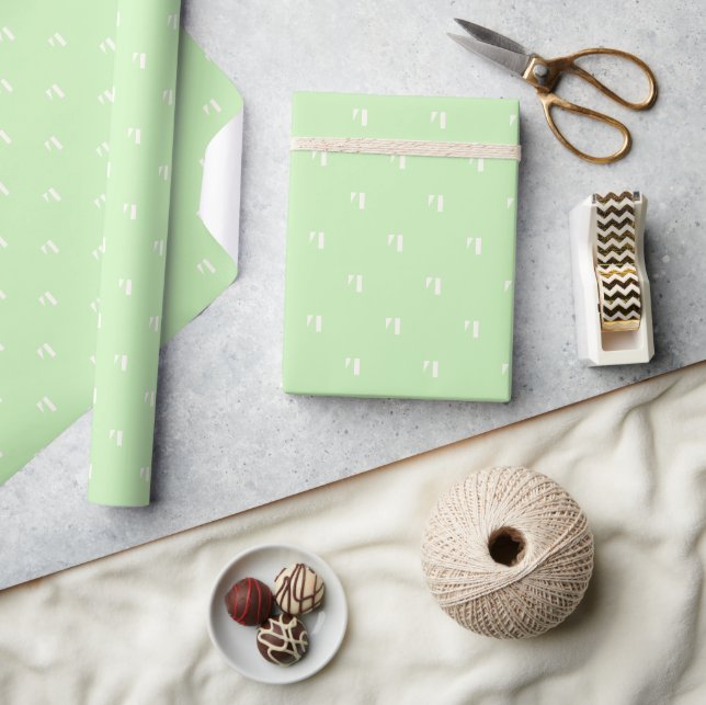 Modern Minimalist Green simple monogram pattern Wrapping Paper (Crafts)