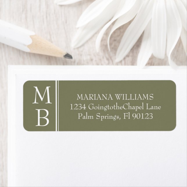 Modern Minimalist Green Wedding Return Address Label (Insitu)