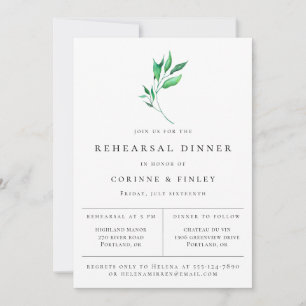 Modern Minimalist Greenery Rehearsal Dinner Announcement