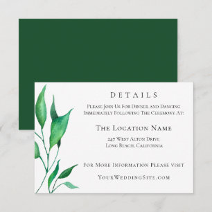 Modern Minimalist Greenery Wedding Details Invitation