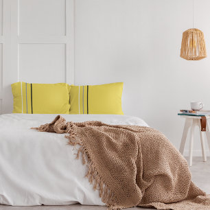 Modern Minimalist Grey Black Lines Yellow Pillowcase