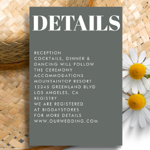 Modern Minimalist Grey Bold Typography Wedding Enclosure Card