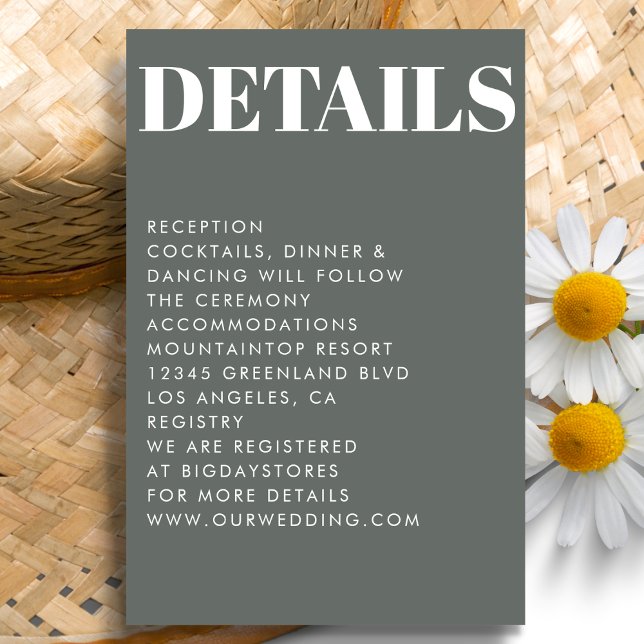 Modern Minimalist Grey Bold Typography Wedding Enclosure Card (Creator Uploaded)