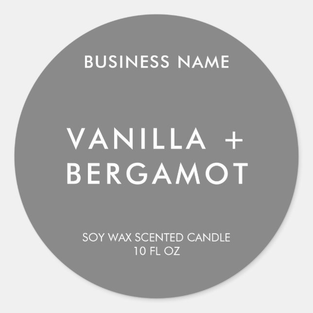 Modern Minimalist Grey Candle Label (Front)