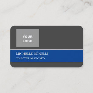 Modern Minimalist Grey Deep Blue Colour Business Card